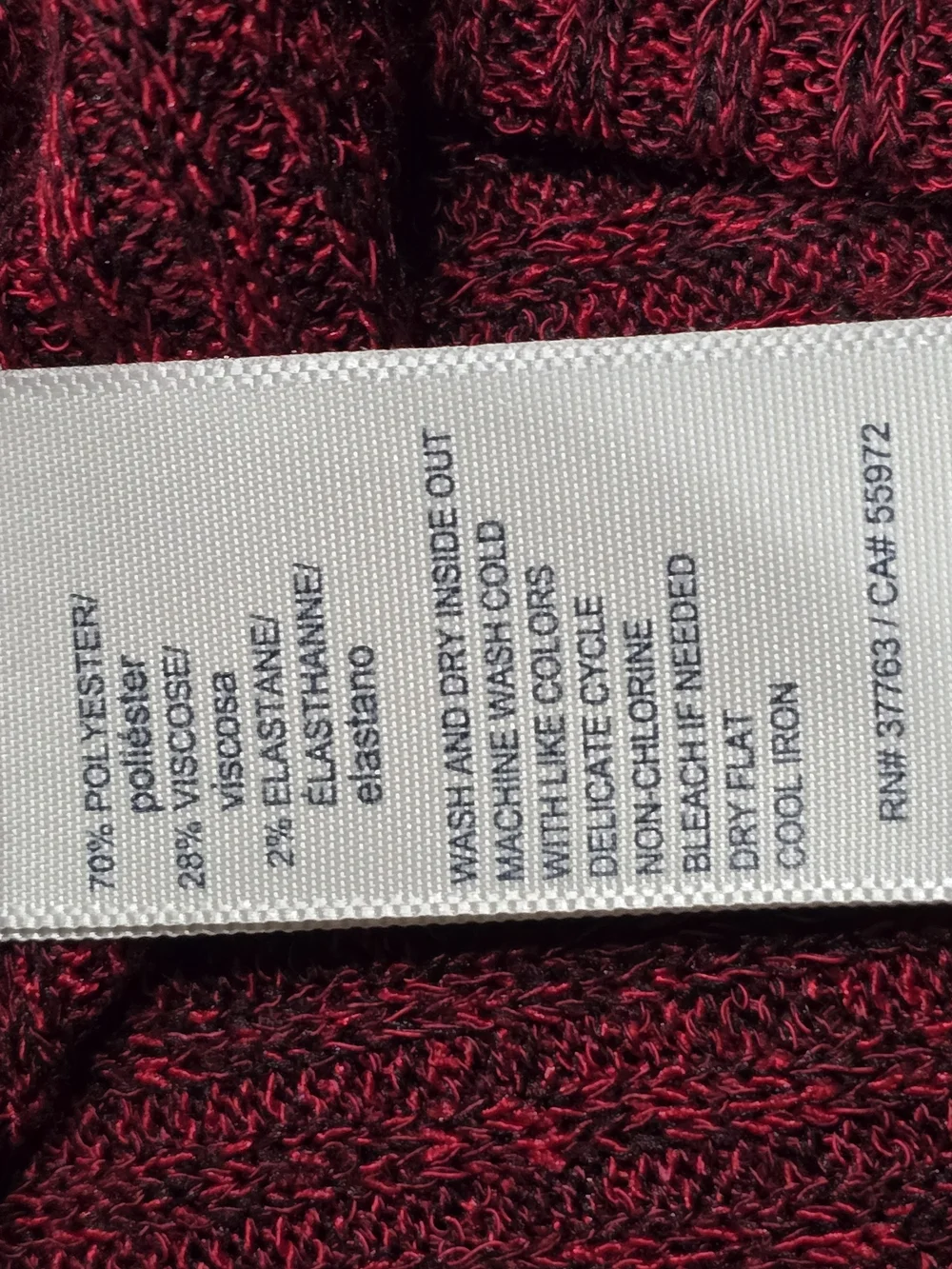 Rafaella Burgundy Sweater Cowl Neck Design w/Ribbed Texture 3/4 Sleeves 2X EUC